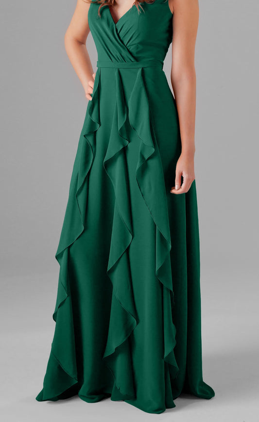 Six Frills Cut Work Maxi Dress