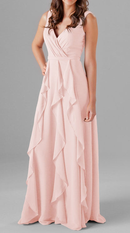 Six Frills Cut Work Maxi Dress