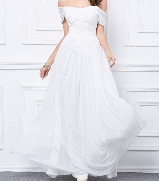 White Off Shoulder Maxi Dress