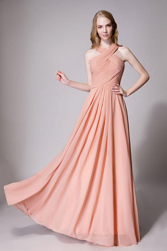 Peach Draped Maxi Dress