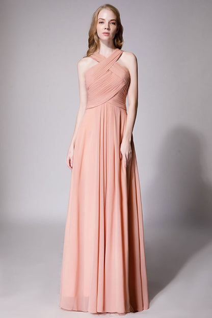 Peach Draped Maxi Dress