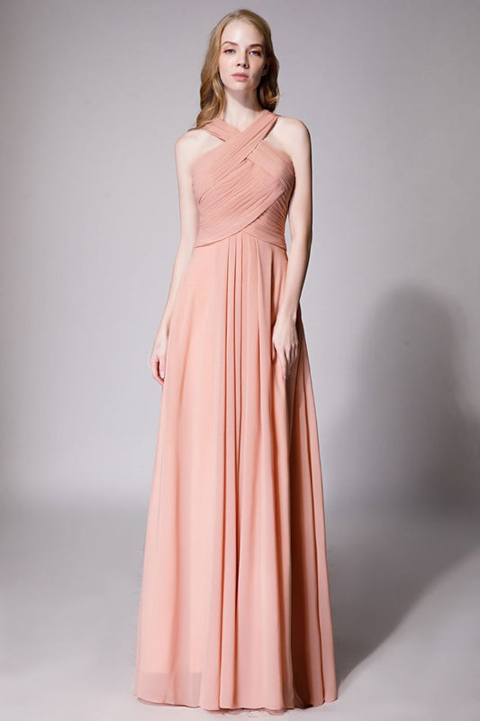 Peach Draped Maxi Dress
