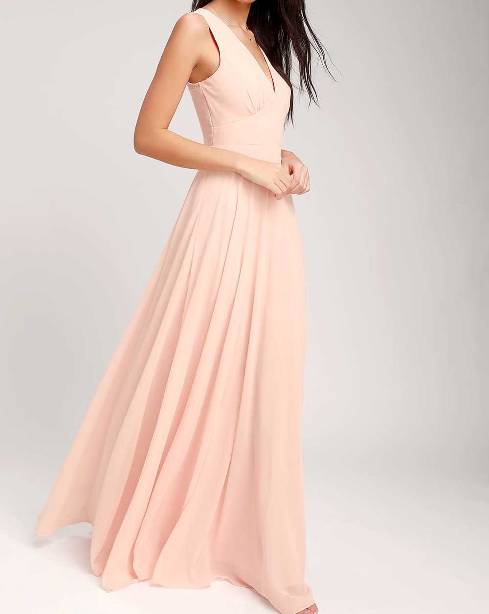 V Neck Peach Maxi Dress