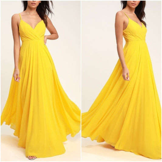 Yellow Ruched Maxi Dress