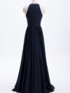 High Neck Halter Pleated Bodice Chiffon Bridesmaid Dress Long
