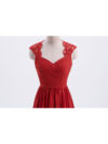 Rust Modest Cap Sleeves Chiffon Long Bridesmaid Dress with Lace Back