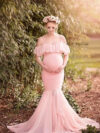 Peach Pink Photoshoot Mermaid Maternity Dress