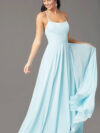 Long Square-Neck Formal Prom Dress