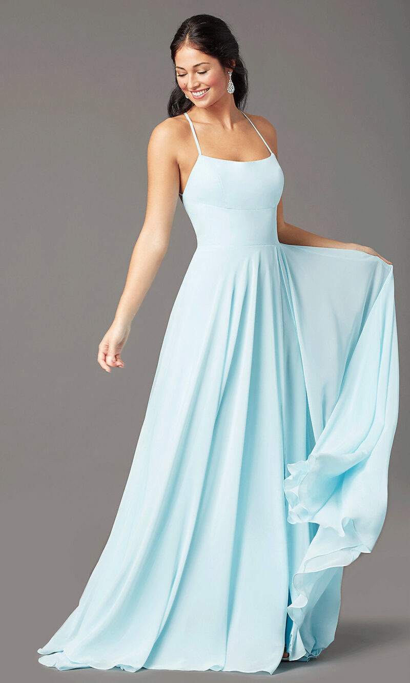Long Square-Neck Formal Prom Dress