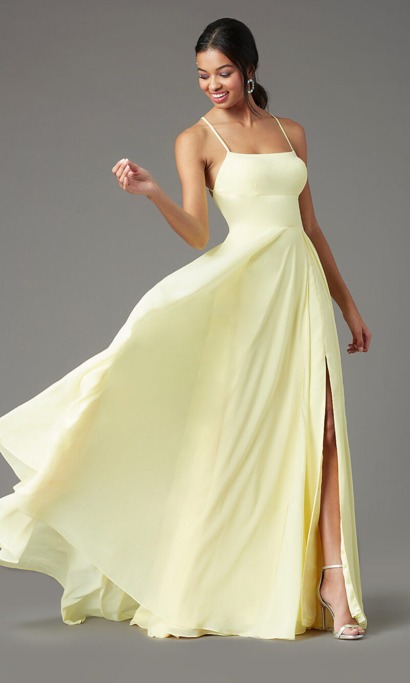 Long Square-Neck Formal Prom Dress