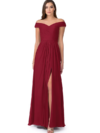 Maroon off shoulder Maxi Dress with slit
