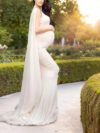 Maternity Solid Color White Lycra and Georgette Dress