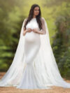 White Cape Back Lycra Trail Maternity Dress