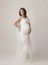 White Cape Back Lycra Trail Maternity Dress