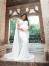 White Cape Back Lycra Trail Maternity Dress