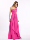 Hot Pink One Shoulder Drape Dress