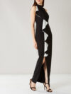 Black and White Ruffle Frill Maxi Dress