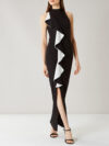 Black and White Ruffle Frill Maxi Dress