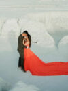 Orange Ruched Prewedding Mega Trail Gown