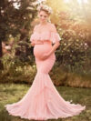 Peach Pink Photoshoot Mermaid Maternity Dress