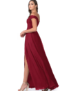 Maroon off shoulder Maxi Dress with slit