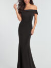 Scuba black Off Shoulder Bodycon Maxi Dress