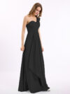 Enigma Black One Shoulder Drape Maxi Dress