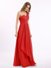 Red One Shoulder Drape Maxi Dress with slit