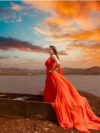 Orange One Shoulder Mega Trail Gown