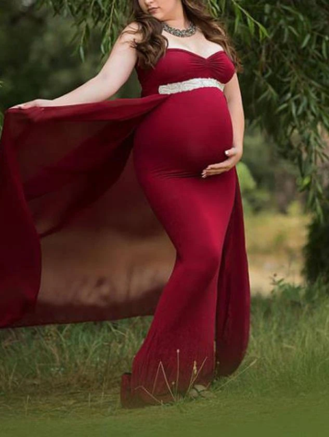 Maternity Off Shoulder Black Gown For Photography