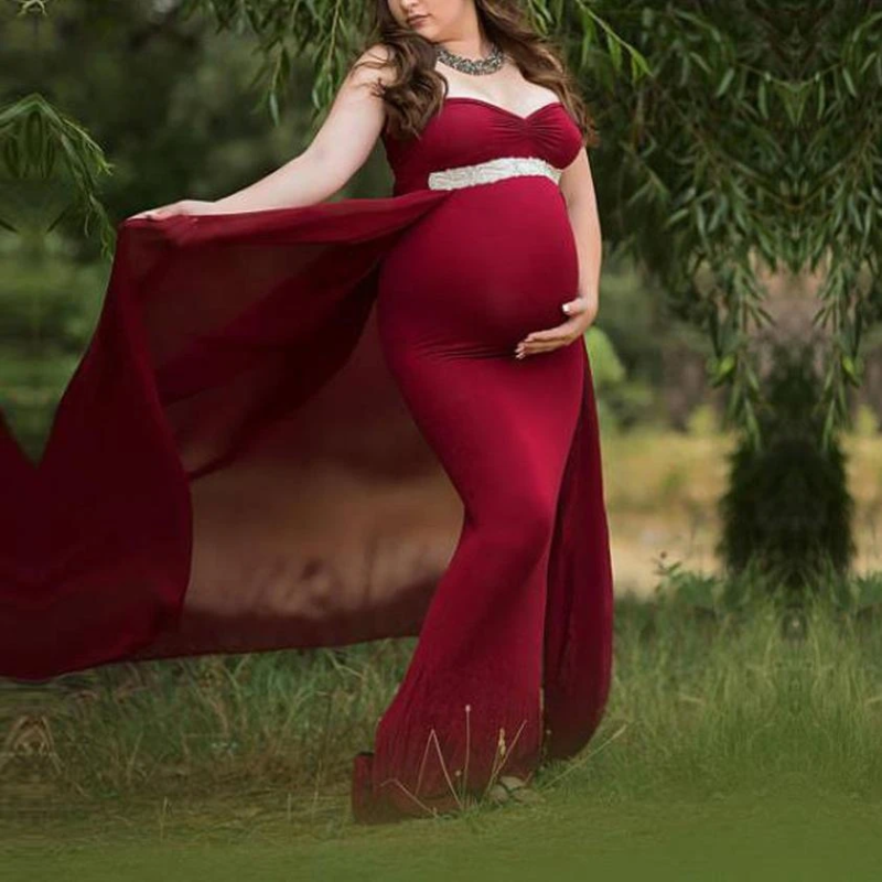 Maternity Off Shoulder Black Gown For Photography