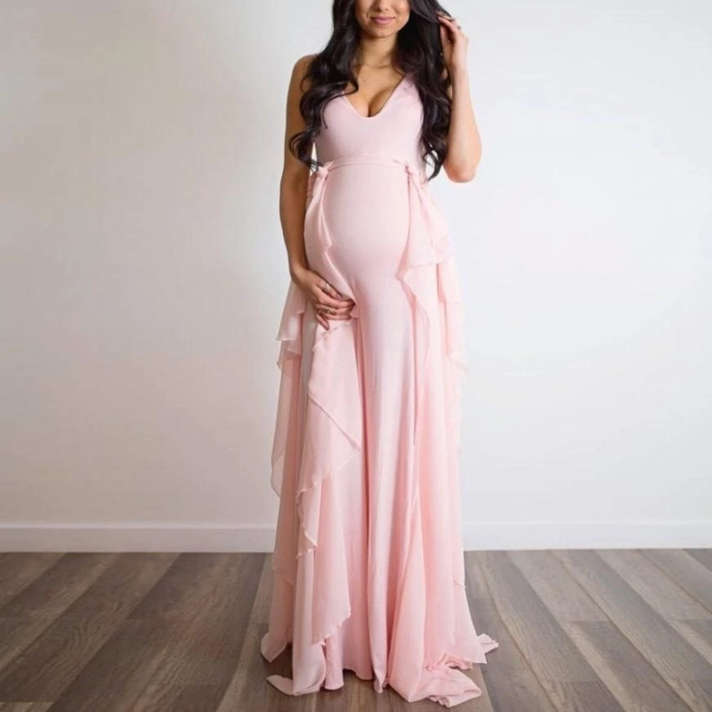 Photoshoot Gown With Chiffon Waves
