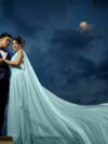 Sky Blue One Shoulder Backless Trail Gown