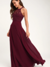 Dance All Evening Burgundy Lace Maxi Dress