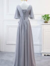 Flutter Sleeves V Neck Ruched Bridesmaid Dress with Belt