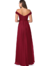 Maroon off shoulder Maxi Dress with slit