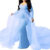 Sky Blue Lycra and Net Trail Maternity Photoshoot Gown