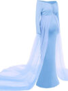 Sky Blue Lycra and Net Trail Maternity Photoshoot Gown