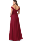 Maroon off shoulder Maxi Dress with slit