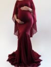 GLORIA Maternity Dress Fitted Maxi Dress with Cape
