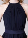 High Neck Halter Pleated Bodice Chiffon Bridesmaid Dress Long