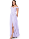 Lilac Off Shoulder Maxi and Evening Dress with slit