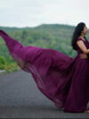 Deep Wine Double Draped Mega Trail Gown