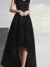 Black Satin High Low Tube Dress