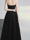 Black Satin High Low Tube Dress