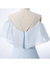 Double Spaghetti Straps V Neck Georgette Bridesmaid Dress with Flouncing Top