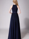 High Neck Halter Pleated Bodice Chiffon Bridesmaid Dress Long