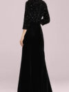 Black Sequins Scuba Fishtail Gown