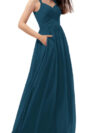 Teal Green Georgette Oval Back Maxi Dress