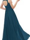Teal Green Georgette Oval Back Maxi Dress
